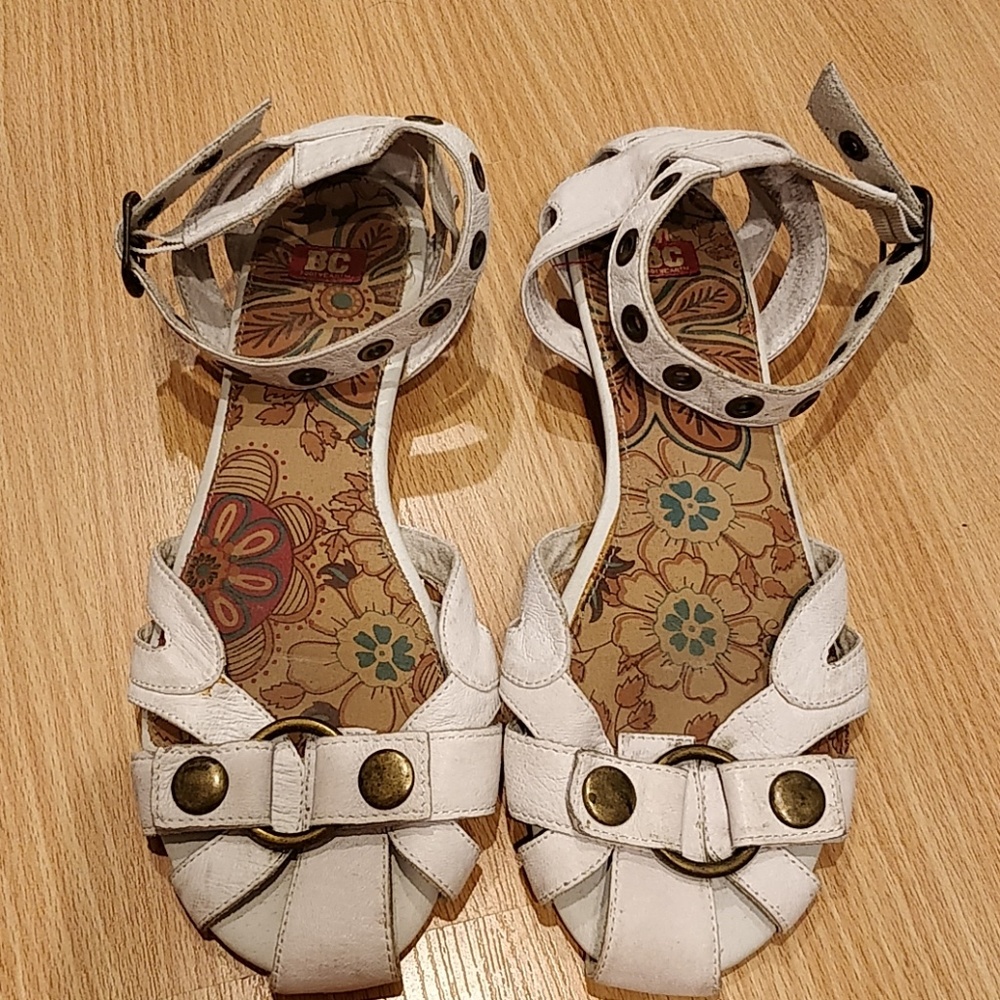 White gladiator sytle flats